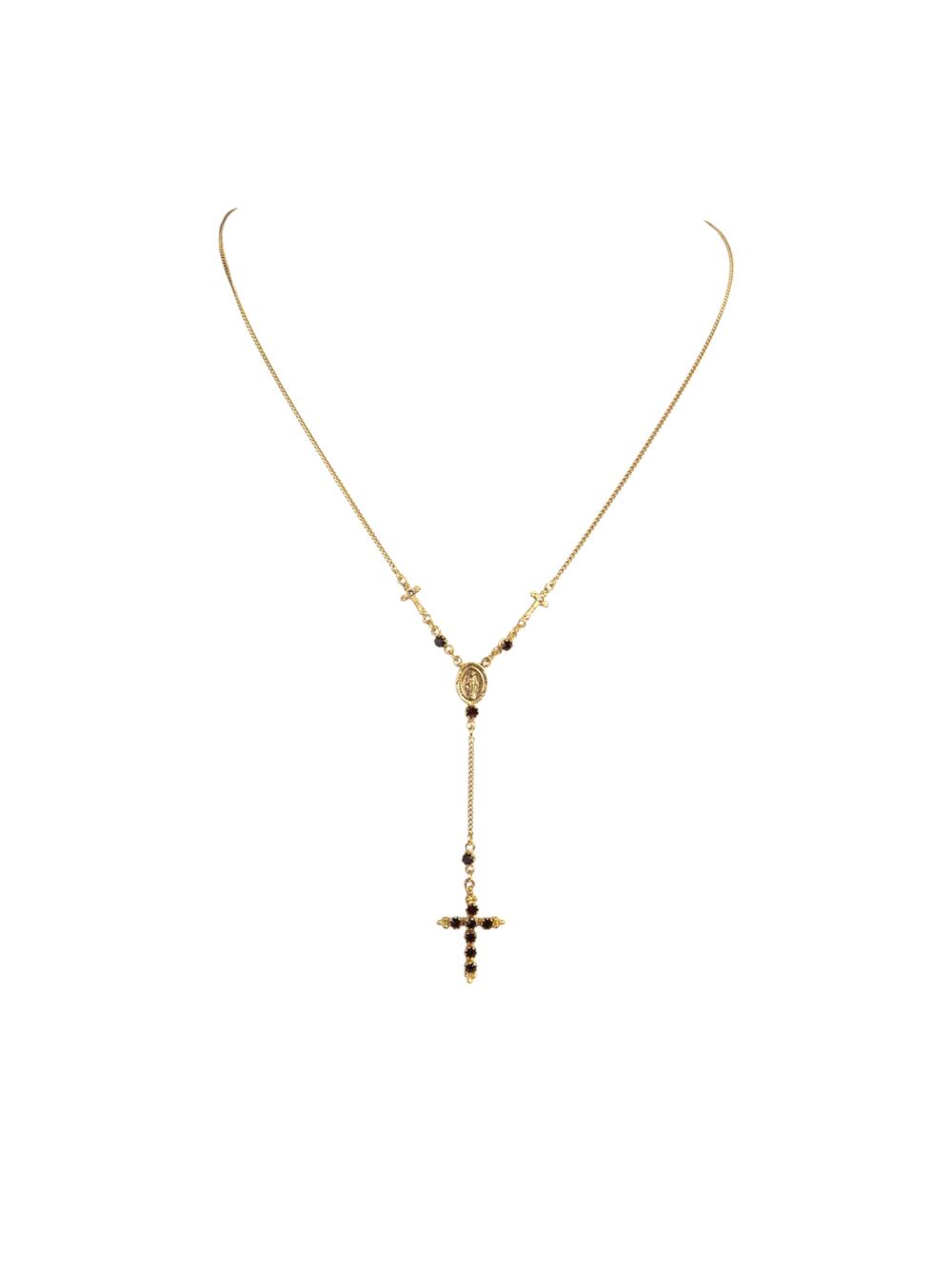 VIRGINS SAINTS & ANGELS VSA Maddie Rosary Necklace in Gold & Burgundy